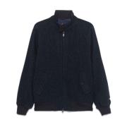 Navy Wol Herringbone Jas Baracuta , Blue , Heren