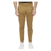 Beige Wol Geplooide Broek PT Torino , Beige , Heren