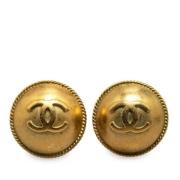 Pre-owned Fabric earrings Chanel Vintage , Yellow , Dames