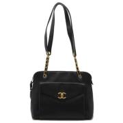 Pre-owned Leather shoulder-bags Chanel Vintage , Black , Dames