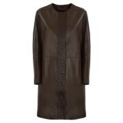 Bruine leren jas lange mouw Max Mara Weekend , Brown , Dames