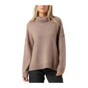 Beige Slit Roll Neck Sweater Co'Couture , Beige , Dames