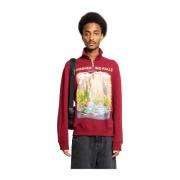 Burgundy Zip-Up Sweatshirt Loewe , Red , Heren