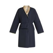 Omkeerbare Gouden Jas met Kimono Mouwen Marina Rinaldi , Blue , Dames