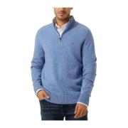 Lamswol Zip Mock Trui Tommy Hilfiger , Blue , Heren