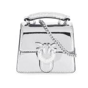 Zilveren leren handtas met Love Birds Pinko , Gray , Dames