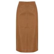 Leren bruine rok met voorsplit Max Mara Studio , Brown , Dames