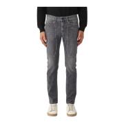 Slim Fit Denim Jeans met Patches Jeckerson , Gray , Heren