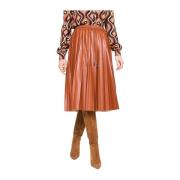 Bruin Brandy Midi Geplooide Rok Silvian Heach , Brown , Dames