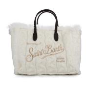 Witte Gebreide Shopper Tas met Franjes MC2 Saint Barth , White , Dames