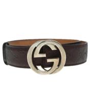 Pre-owned Leather belts Gucci Vintage , Gray , Dames