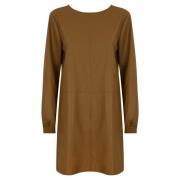 Bruine Leren Jurk Lange Mouw Max Mara , Brown , Dames