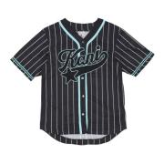 Heren Pinstriped Baseball Shirt met Logo Karl Kani , Black , Heren