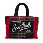 Rode franje boodschappentas met tartan MC2 Saint Barth , Red , Dames