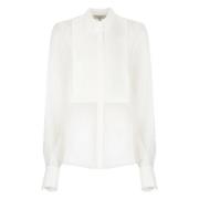 Witte zijden tule overhemd met kraag Antonelli Firenze , White , Dames