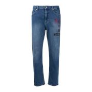 Blauwe Straight Denim Jeans Love Moschino , Blue , Dames