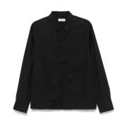 Zwarte Katoenen Poplin Overhemd Dries Van Noten , Black , Heren