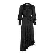 Elegante Zijden Midi Wikkeljurk Zimmermann , Black , Dames