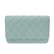 Pre-owned Leather wallets Chanel Vintage , Blue , Dames