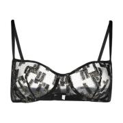 Zwart/Goud Bloemen Lurex Beha Lingerie Eres , Black , Dames