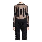 Doorschijnende Top met Webdetails Helmut Lang , Black , Dames