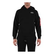 Handtekening Hoodie met Voorzak Alpha Industries , Black , Heren