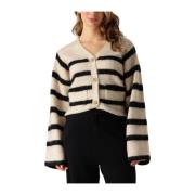 Wijdvallende Cardigan Ovalis Knit Second Dames , Beige , Dames