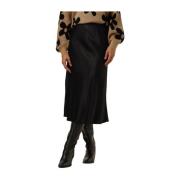 Satin Zwarte Midi Rok Pom Amsterdam , Black , Dames