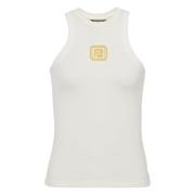 Retro Stretch Tank Top in Wit Balmain , White , Dames