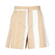 Katoenen shorts met hoge taille en strepen Semicouture , Beige , Dames