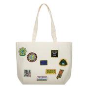 Patchwork Tote Bag Market , Beige , Unisex