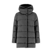 Luxe Afneembare Hooded Satijnen Jas Herno , Gray , Dames