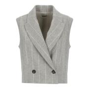 Grijze Wol Geknipte Vest met Pinstripes Antonelli Firenze , Gray , Dam...