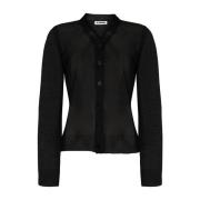 Zwart Wol Zijde Mix Vest Jil Sander , Black , Dames