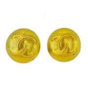 Pre-owned Metal earrings Chanel Vintage , Yellow , Dames