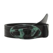 Ovaal Logo Riem Zwart Diesel , Black , Heren