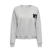 Life Crew Sweater met Lange Mouwen Only , Gray , Dames