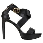 Pre-owned Leather sandals Louis Vuitton Vintage , Black , Dames