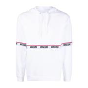 Casual Wit Katoenen Hoodie Moschino , White , Heren