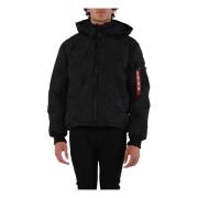 Logo Gewatteerde Jas met Afneembare Capuchon Alpha Industries , Black ...