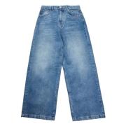 Wijde Denim Blauwe Jeans Amish , Blue , Heren