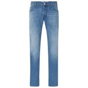 Slim Fit Gewassen Katoen Jeans Jacob Cohën , Blue , Heren