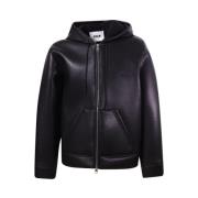 Zwarte Hoodiejas met Kangoeroezak Msgm , Black , Heren