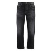 Straight-leg jeans met achterlogo label Isabel Marant , Black , Heren