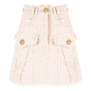 Beige Tweed Miniskirt Casual Style Balmain , Beige , Dames