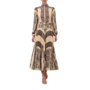 Paisley Geplooide Midi Rok Zimmermann , Beige , Dames