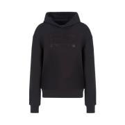 Zwarte Sweater met Gekruiste Capuchon Emporio Armani EA7 , Black , Dam...