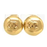 Pre-owned Metal earrings Chanel Vintage , Yellow , Dames