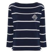 Blauw Katoenen Longsleeve T-shirt Polo Ralph Lauren , Blue , Dames