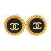 Pre-owned Metal earrings Chanel Vintage , Black , Dames